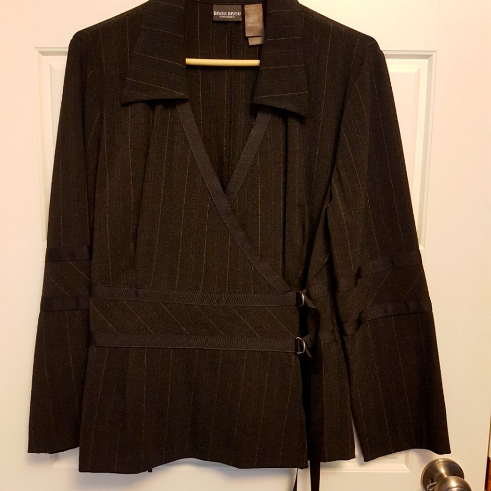 Bison Bisou two piece Grey pin stripe outfit